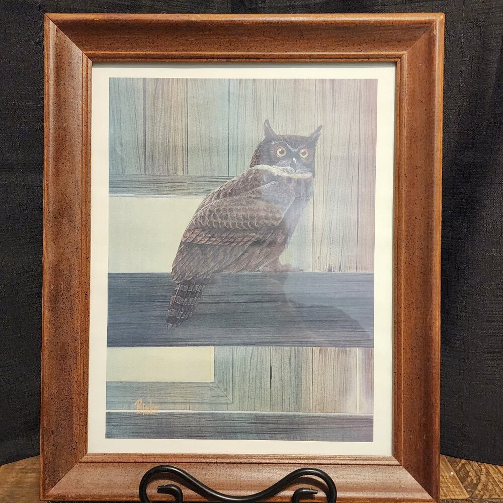 Great Horned Owl Print Signed Binks
